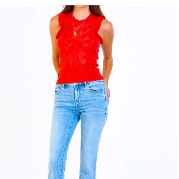 DEAR JOHN DENIM betty crew sweater tank in red rose small - Picture 4 of 12